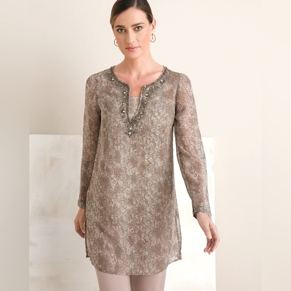 Chico’s Python Lined Tunic Size 3 (XL) - Picture 1 of 5